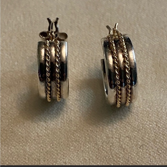 14k Gold/sterling Hoop Earrings with 10k GF tiny Hoops. - Picture 14 of 15